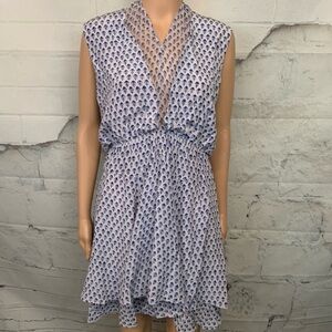 Elegant Blue Patterned Mini Dress